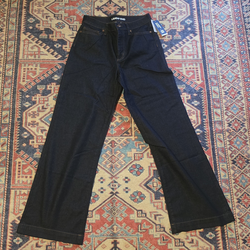 Lands' End Dark Blue Wide Leg Jeans